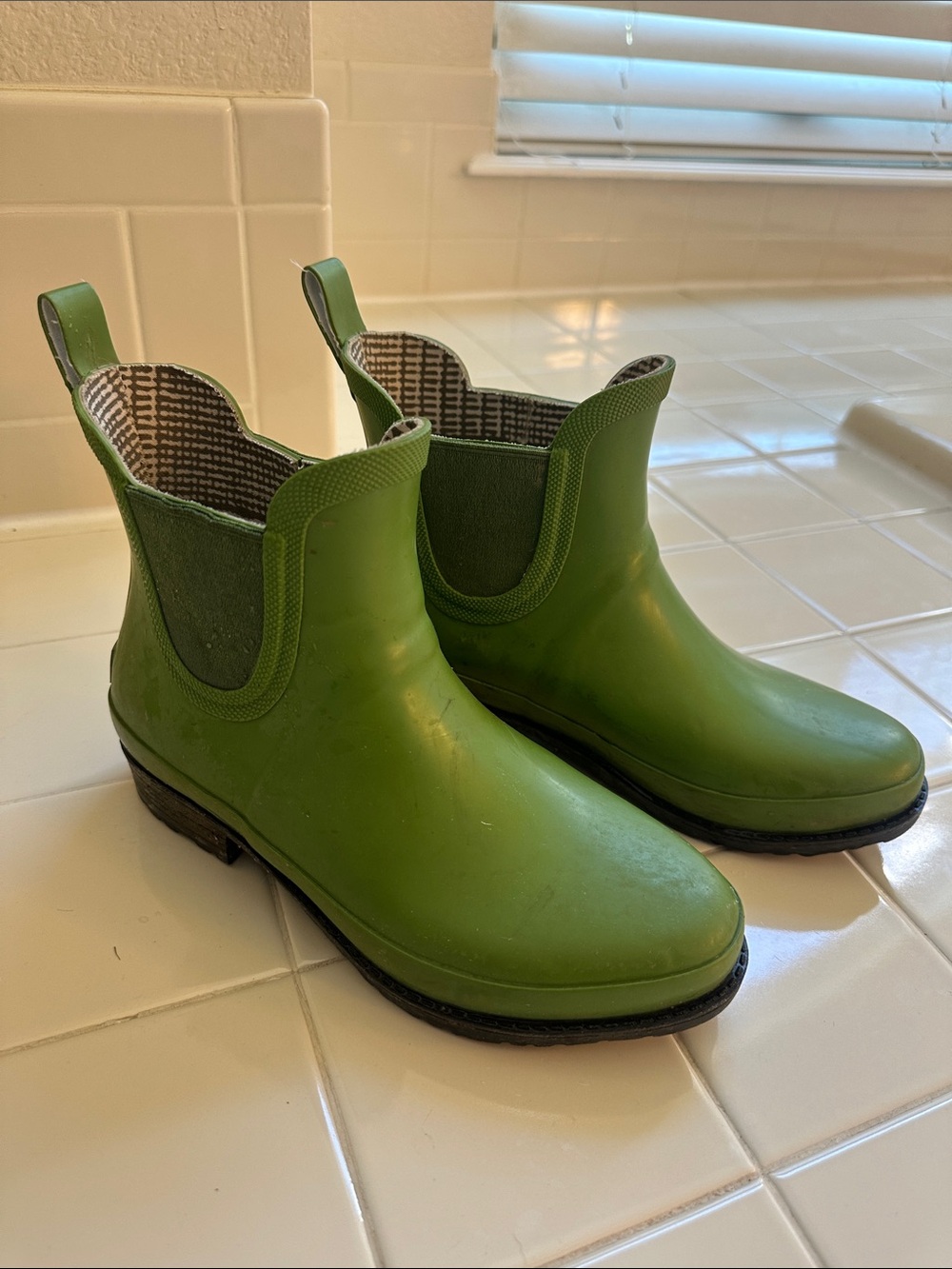 L.L. Bean Green Chelsea Rain Ankle Boots